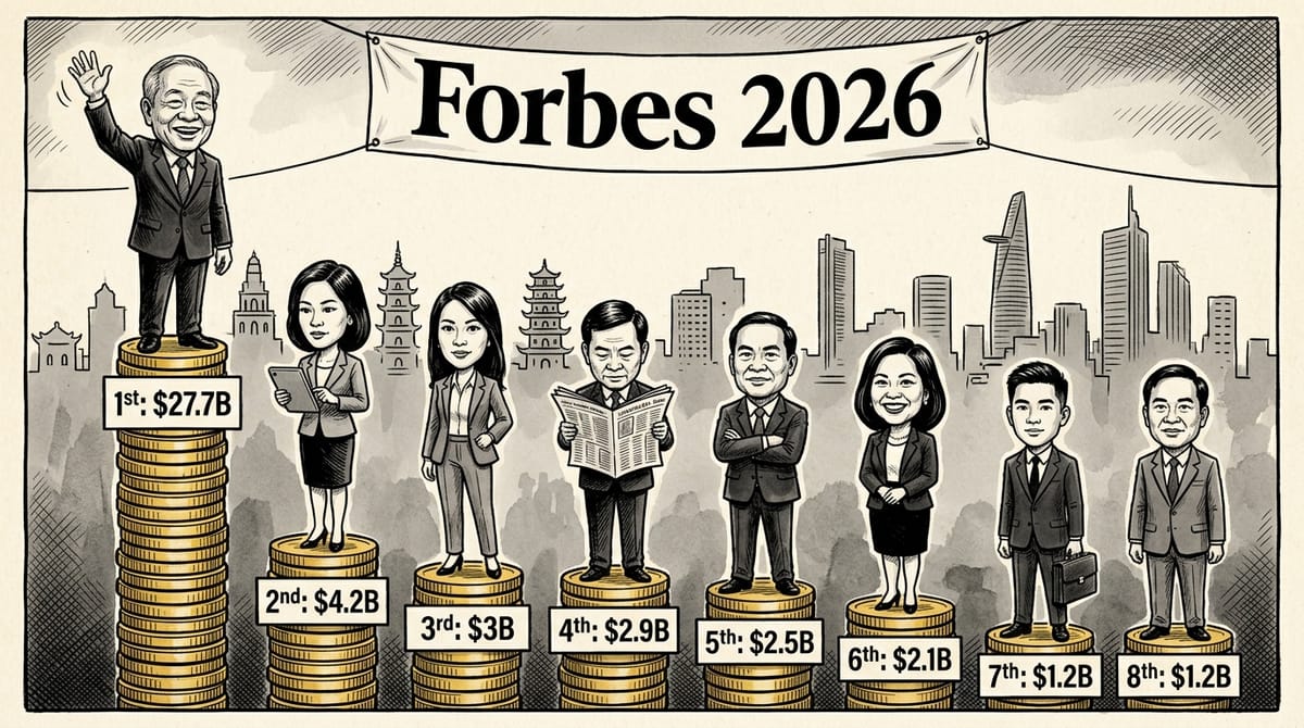 越南首次有 8 位億萬富翁登上 Forbes 全球榜，范日旺家族佔三席